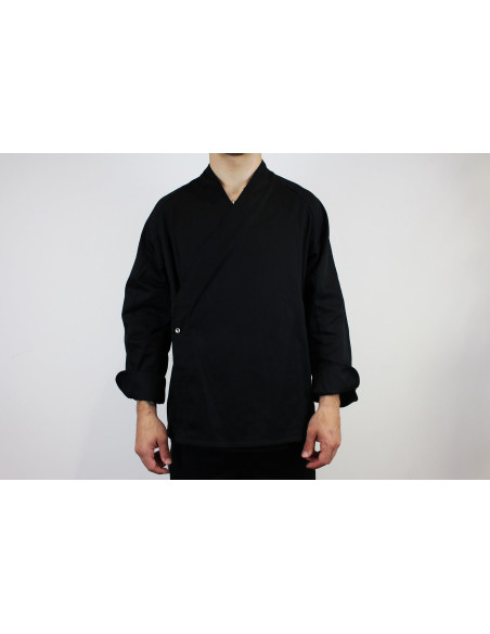 Egochef Sushi svart kimono långärmad unisex köksjacka i polyester och bomull
