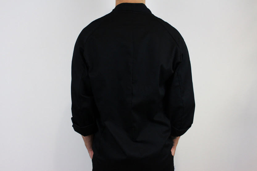 Egochef Sushi kimono negro de poliéster y algodón de manga larga chaqueta de cocina unisex