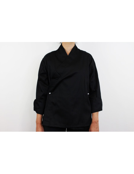 Egochef Sushi svart kimono i polyester og bomull, langermet unisex kjøkkenjakke
