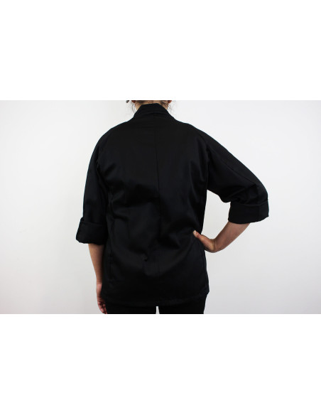 Unisex-Kochjacke Egochef Sushi schwarz Kimono aus Polyester und Baumwolle mit langen Ärmeln
