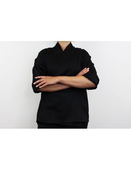 Egochef Sushi svart kimono långärmad unisex köksjacka i polyester och bomull