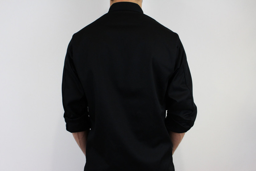 Egochef Safety svart långärmad unisex köksjacka i polyester och bomull
