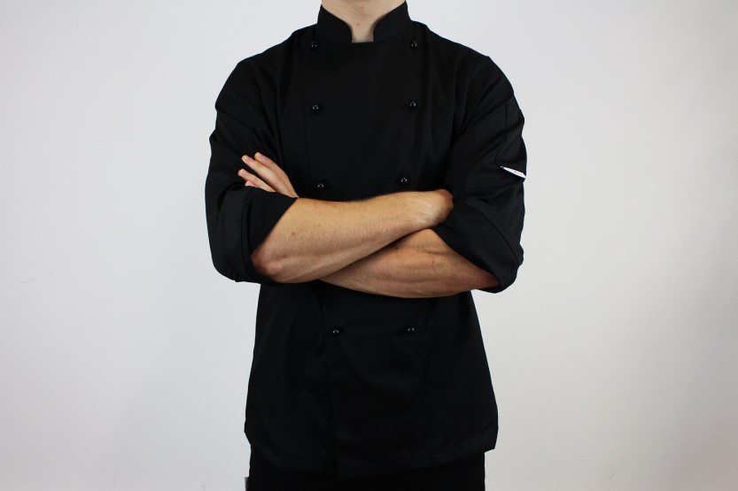 Egochef Safety giacca da cucina unisex a maniche lunghe in poliestere e cotone di colore nero
