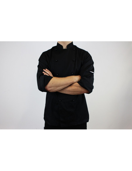 Egochef Safety svart långärmad unisex köksjacka i polyester och bomull