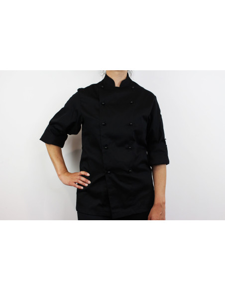 Egochef Safety svart långärmad unisex köksjacka i polyester och bomull