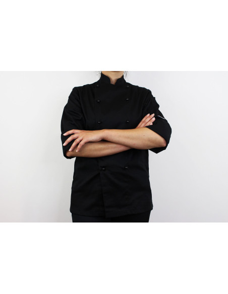Egochef Safety svart långärmad unisex köksjacka i polyester och bomull