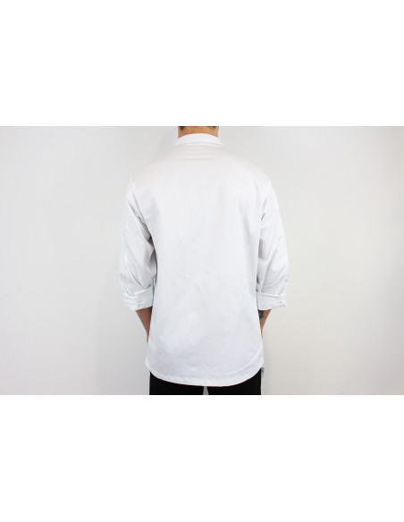 Chaqueta de cocina unisex de manga larga Egochef Rex blanca 100% algodón