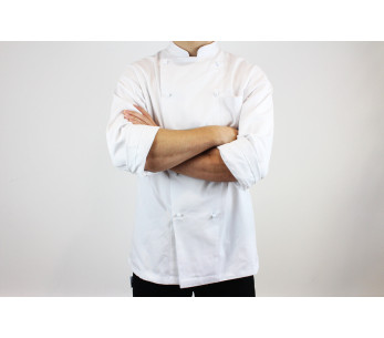 Chaqueta de cocina unisex de manga larga Egochef Rex blanca 100% algodón 2