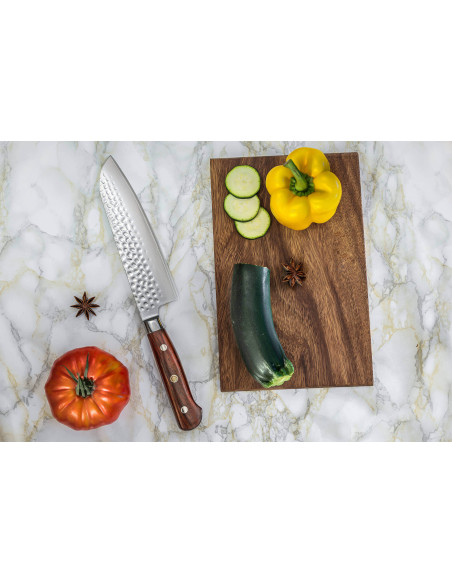 Fukito Rosewood Damascus 67-layer santoku knife 18cm rosewood handle