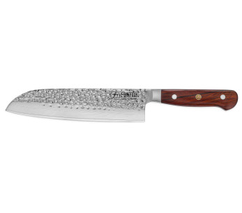 faca santoku Fukito Rosewood Damascus 67 camadas Cabo em pau-rosa de 18 cm
