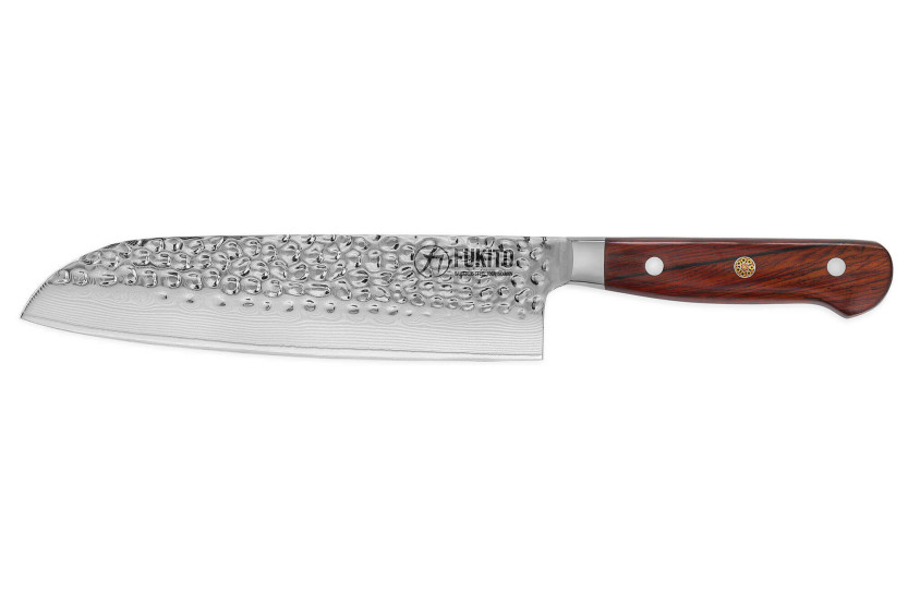 Fukito Rosewood Damascus 67-layer santoku knife 18cm rosewood handle