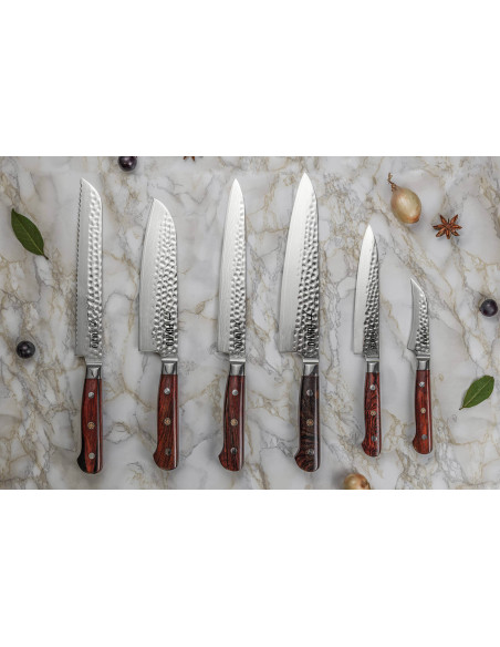 Fukito Damaskus universalkniv i palisander 67 lag 15 cm håndtak i palisander
