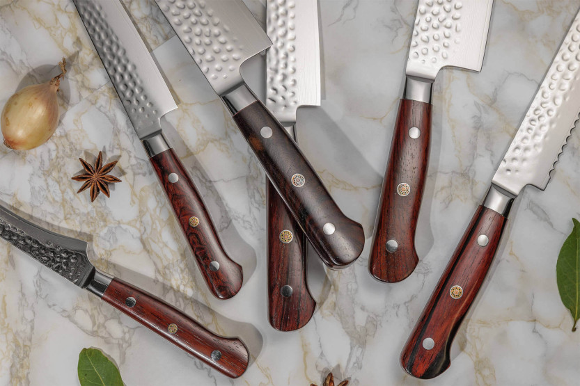 Fukito Rosewood Damaskus Universalkniv 67 lager 15cm rosewood handtag