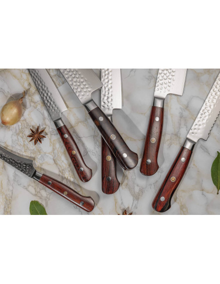 Fukito Damaskus universalkniv i palisander 67 lag 15 cm håndtak i palisander