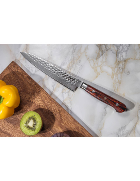 Fukito Damaskus universalkniv i palisander 67 lag 15 cm håndtak i palisander