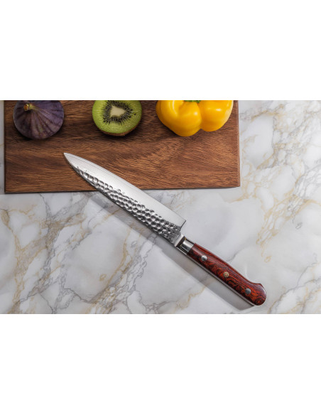 Fukito Damaskus universalkniv i palisander 67 lag 15 cm håndtak i palisander
