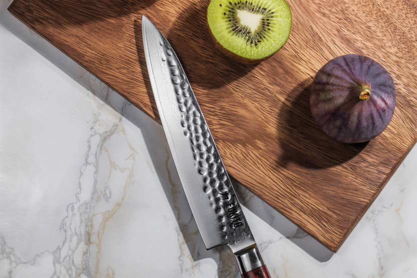 Fukito Damaskus universalkniv i palisander 67 lag 15 cm håndtak i palisander