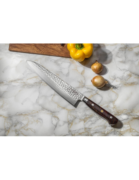 Fukito Rosewood Damaskus kockkniv 67 lager 21cm rosenträhandtag