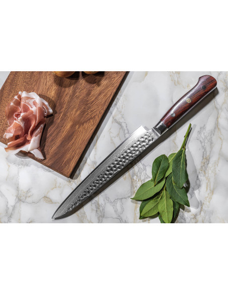 Fukito Rosewood Damascus 67 lags forskærerkniv 20 cm palisanderhåndtag