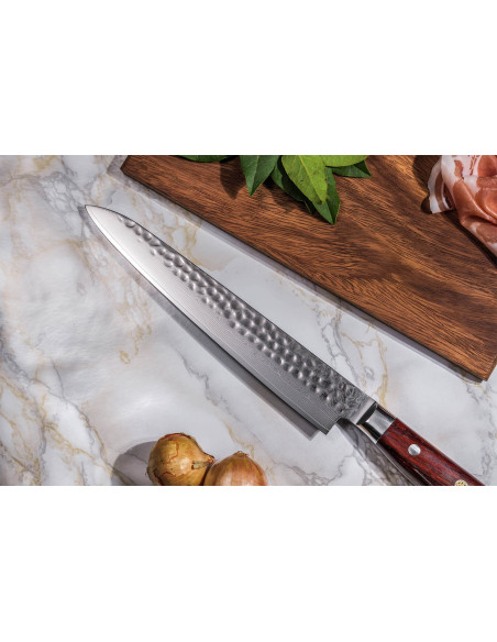 Fukito Rosewood Damasco 67 capas cuchillo de talla 20cm mango de palo de rosa