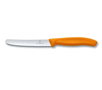Victorinox SwissClassic oranssi pöytäveitsi 11cm sahalaitainen terä