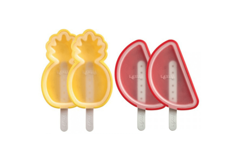 Conjunto de 4 formas de silicone Lékué para gelados - formas de melancia e ananás