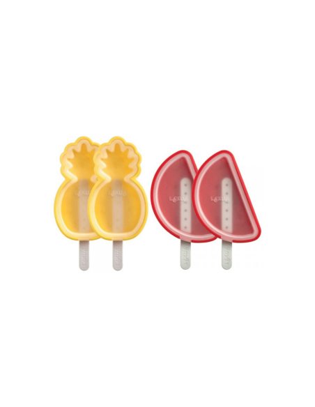 Conjunto de 4 formas de silicone Lékué para gelados - formas de melancia e ananás