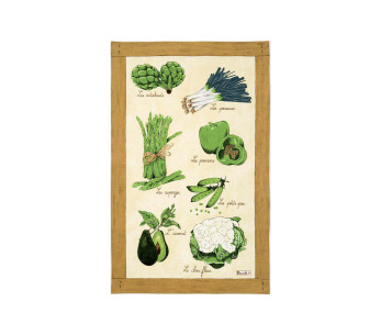 Beauvillé keittiöpyyhe Légumes Verts valmistettu Ranskassa 50x80cm