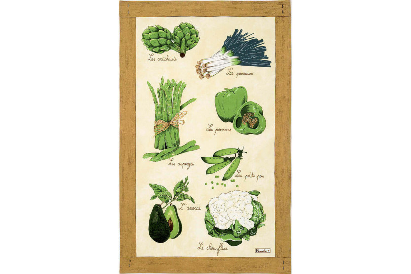 Beauvillé kökshandduk Légumes Verts tillverkad i Frankrike 50x80cm
