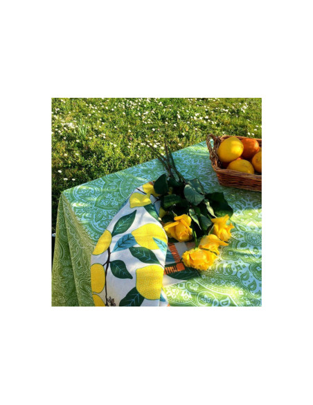 Beauvillé Lemons kitchen towel made in France 50x80cm