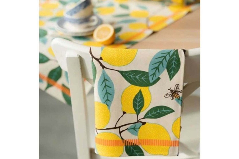 Beauvillé Lemons kitchen towel made in France 50x80cm