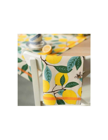 Beauvillé Lemons kitchen towel made in France 50x80cm
