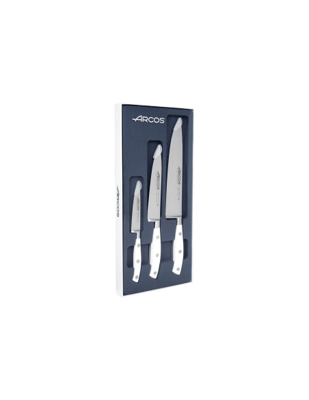 Set van 3 Arcos Riviera Wit gesmede messen: 1 Kantoor + 2 Keuken (15cm / 20cm)