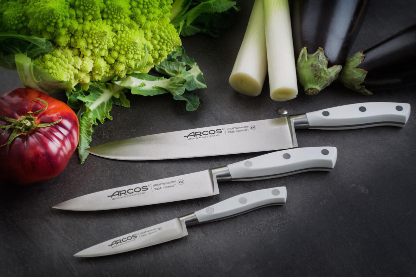 Set van 3 Arcos Riviera Wit gesmede messen: 1 Kantoor + 2 Keuken (15cm / 20cm)