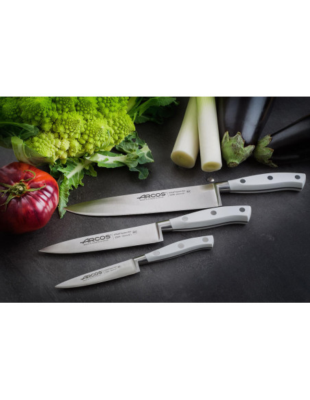 Set om 3 Arcos Riviera White smidda knivar: 1 kontor + 2 kök (15cm / 20cm)