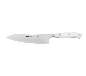 Faca de baloiço santoku forjada com lâmina com convinhas18 cm Riviera White Arcos