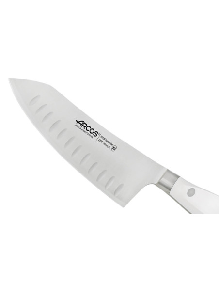 Riviera White Arcos smidd santoku vippekniv 18 cm med granton-eggblad