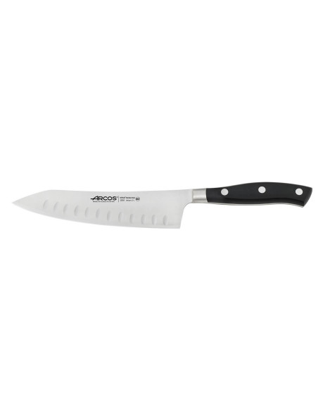 Riviera Arcos smedet santoku rockerkniv 18 cm med granton kantblad