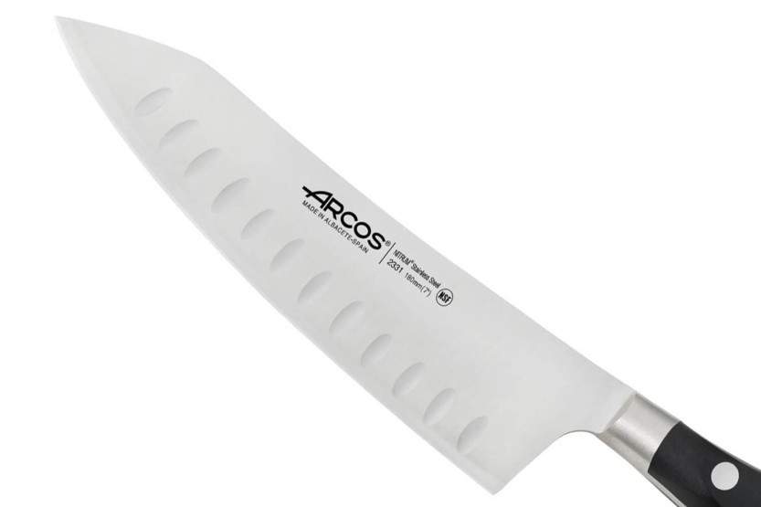 Riviera Arcos forged santoku rocking knife 18cm with granton edgeblade