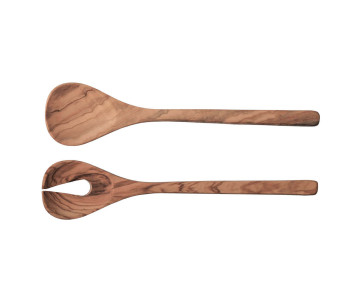 Bérard Monaco Servidores de ensalada de madera de olivo hechos a mano 30cm