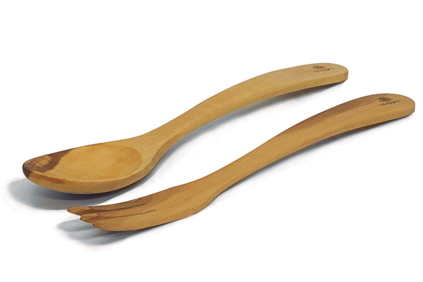 Bérard Contour handgjorda svängda salladsbestick i olivträ 30cm