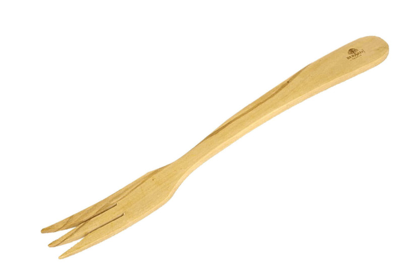 Servidores de salada curvos em madeira de oliveira Bérard Contour feitos à mão 30cm
