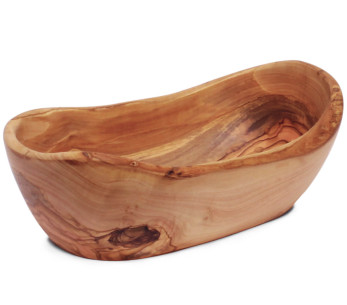 Fruttiera rustica in legno d'ulivo Bérard fatta a mano 20x13,5x4cm