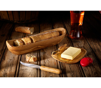 Cestino per il pane in legno d'ulivo fatto a mano Bérard 35 cm 2