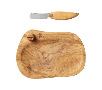 Burriera in legno d'ulivo fatta a mano Bérard con coltello da spalmare