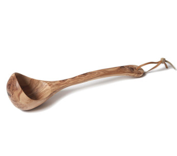 Bérard 14 cl håndlaget øse i oliventre med stropp 36 cm