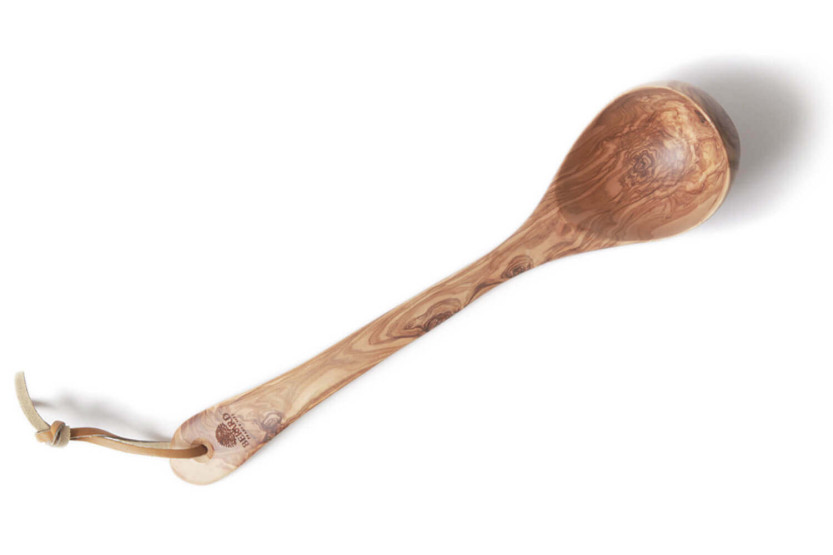 Bérard 14 cl håndlaget øse i oliventre med stropp 36 cm