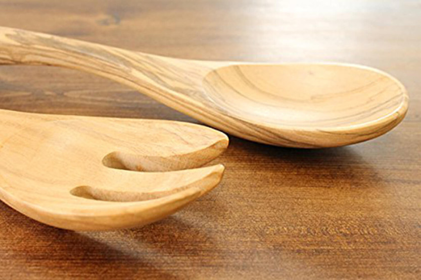 Salsiere per insalata in legno d'ulivo Bérard Terra, fatte a mano, 31,5 cm
