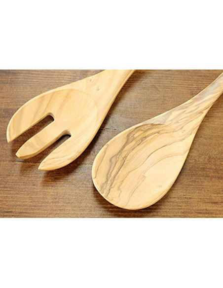 Bérard Terra håndlaget salatbestikk i oliventre 31,5 cm