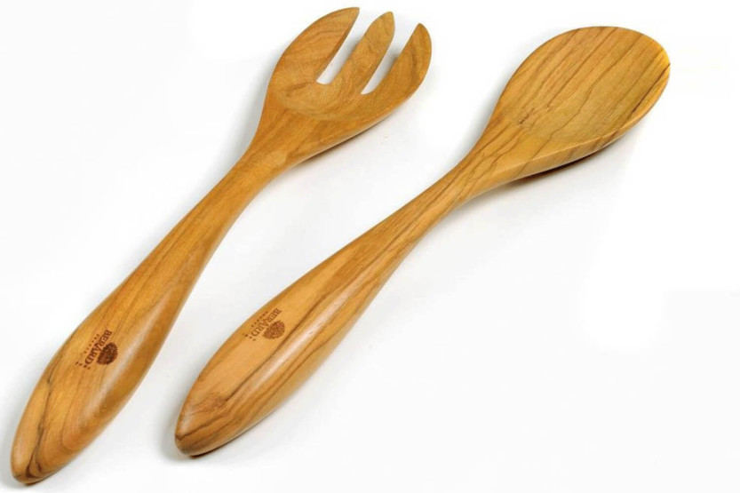 Salatbesteck Bérard Terra handgefertigt aus Olivenholz 31,5cm